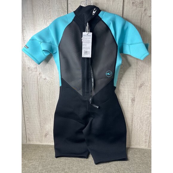 ONeill Reactor 2mm Short Sleeve Women Wetsuit Sz 14 Black Blue Neoprene Stretch - Picture 2 of 10